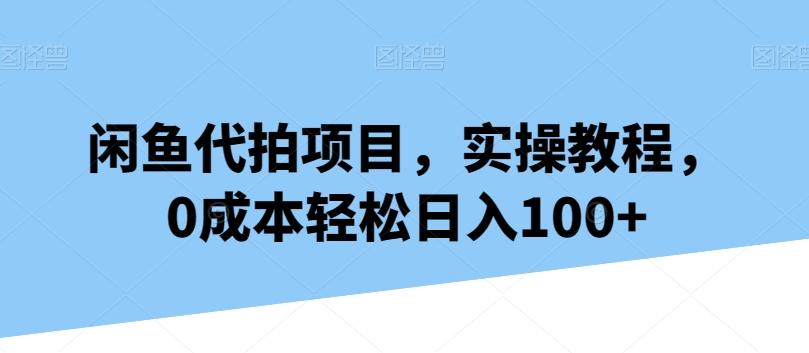 闲鱼代拍项目，实操教程，0成本轻松日入100+-数屿科技资源网
