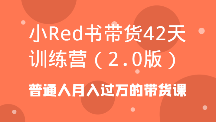 小Red书带货42天训练营(2.0版)普通人月入过万的带货课-数屿科技资源网