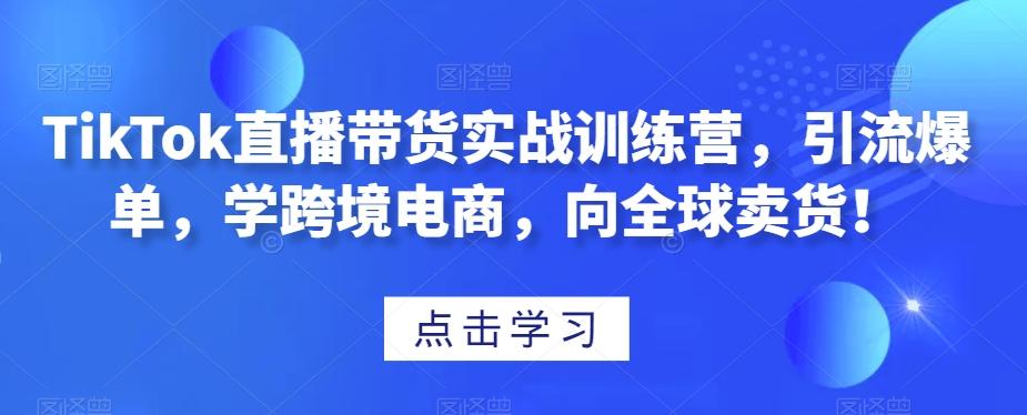 TikTok直播带货实战训练营,引流爆单,学跨境电商,向全球卖货!-数屿科技资源网