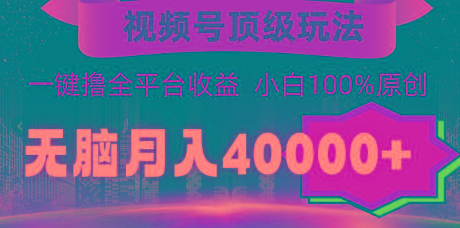 (9281期)视频号顶级玩法，无脑月入40000+，一键撸全平台收益，纯小白也能100%原创-数屿科技资源网