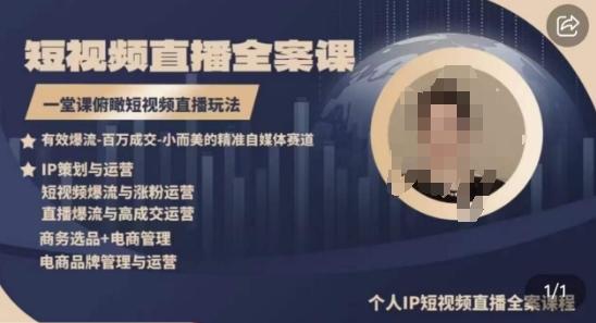 高品质IP短视频直播全案课程，一堂课俯瞰短视频直播玩法-数屿科技资源网