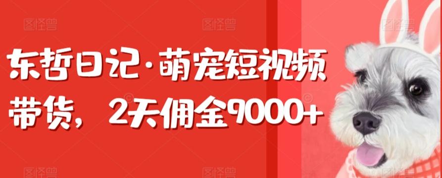 东哲日记·萌宠短视频带货，2天佣金9000+-数屿科技资源网