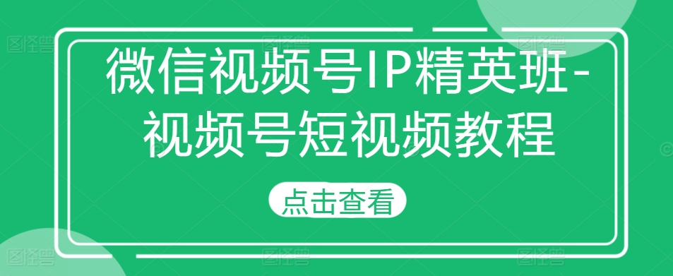 微信视频号IP精英班-视频号短视频教程-数屿科技资源网