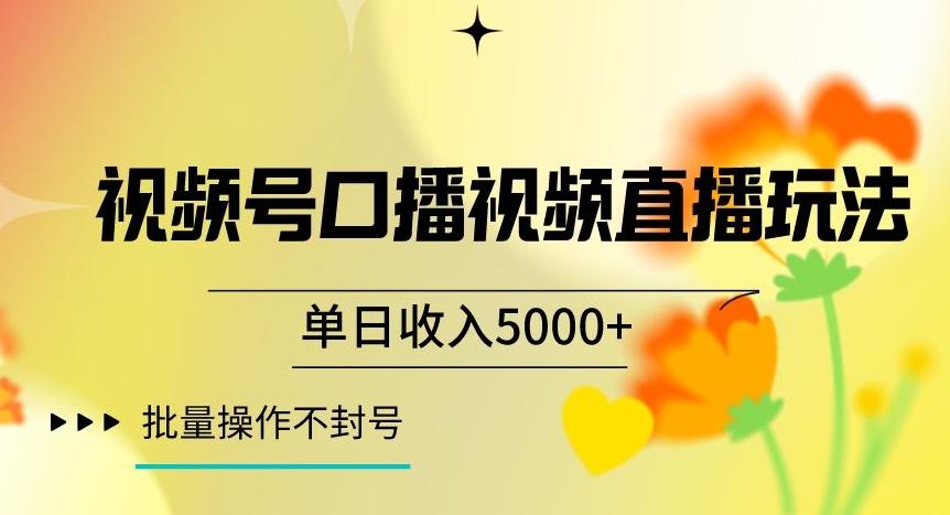 视频号囗播视频直播玩法,单日收入5000+,批量操作不封号【揭秘】-数屿科技资源网