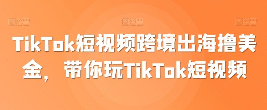 TikTok短视频跨境出海撸美金，带你玩TikTok短视频-数屿科技资源网