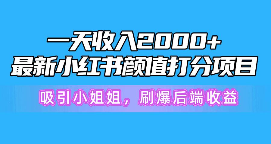 一天收入2000+，最新小红书颜值打分项目，吸引小姐姐，刷爆后端收益-数屿科技资源网