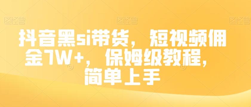 抖音黑si带货，短视频佣金7W+，保姆级教程，简单上手【揭秘】-数屿科技资源网