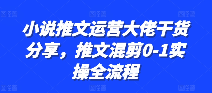 小说推文运营大佬干货分享，推文混剪0-1实操全流程-数屿科技资源网