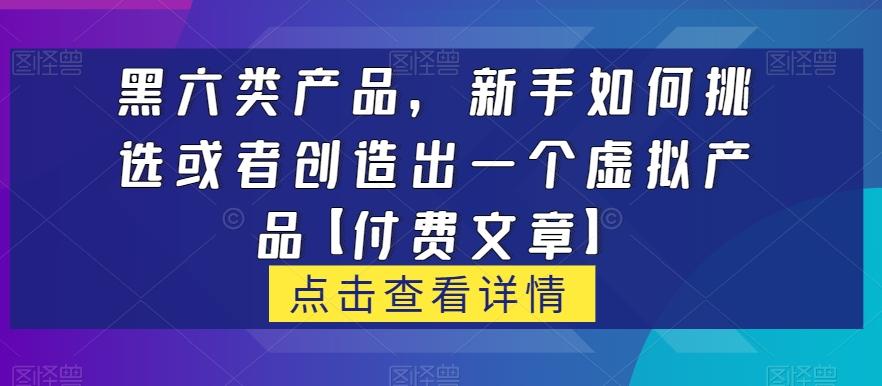 黑六类虚拟产品,新手如何挑选或者创造出一个虚拟产品【付费文章】-数屿科技资源网