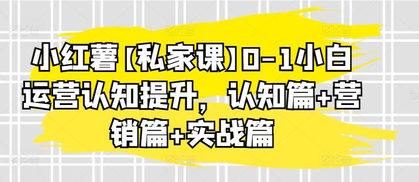 小红薯【私家课】0-1小白运营认知提升，认知篇+营销篇+实战篇-数屿科技资源网