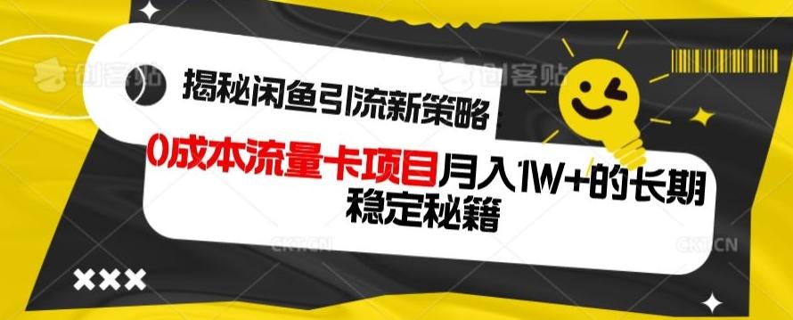 揭秘闲鱼引流新策略：0成本流量卡项目，月入1W+的长期稳定秘籍-数屿科技资源网