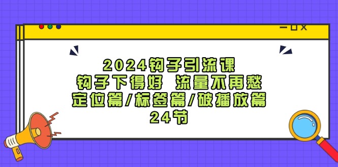 2024钩子引流课:钩子下得好流量不再愁,定位篇/标签篇/破播放篇/24节-数屿科技资源网