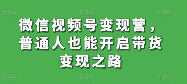 微信视频号变现营,普通人也能开启带货变现之路-数屿科技资源网