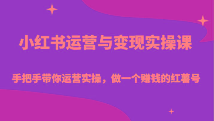 小红书运营与变现实操课-手把手带你运营实操，做一个赚钱的红薯号-数屿科技资源网