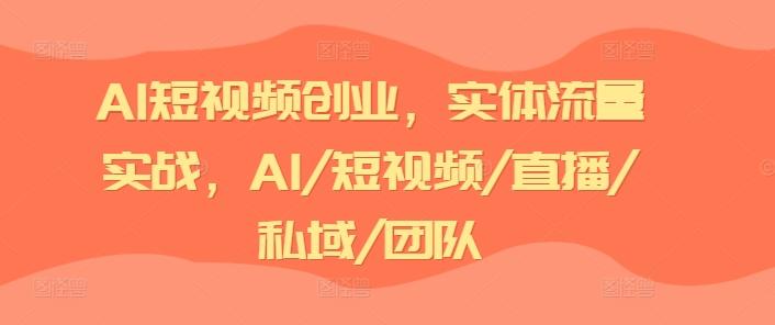 AI短视频创业，实体流量实战，AI/短视频/直播/私域/团队-数屿科技资源网