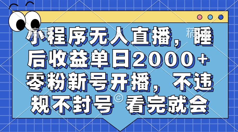 小程序无人直播，睡后收益单日2000+ 零粉新号开播，不违规不封号 看完就会-数屿科技资源网