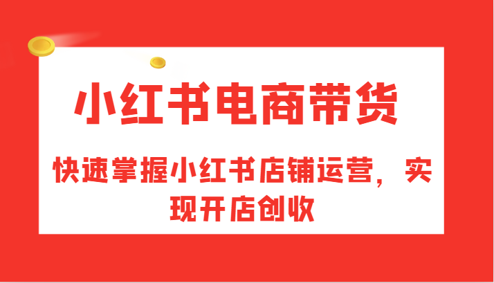 小红书电商带货，快速掌握小红书店铺运营，实现开店创收-数屿科技资源网
