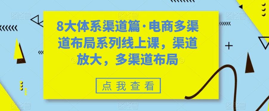 8大体系渠道篇·电商多渠道布局系列线上课,渠道放大,多渠道布局-数屿科技资源网