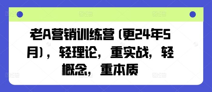 老A营销训练营(更24年6月)，轻理论，重实战，轻概念，重本质-数屿科技资源网