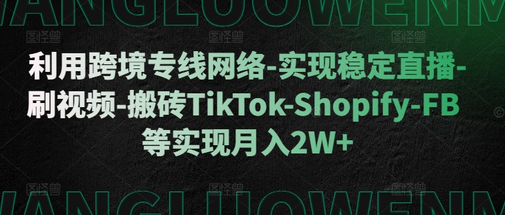 利用跨境专线网络-实现稳定直播-刷视频-搬砖TikTok-Shopify-FB等实现月入2W+【揭秘】-数屿科技资源网
