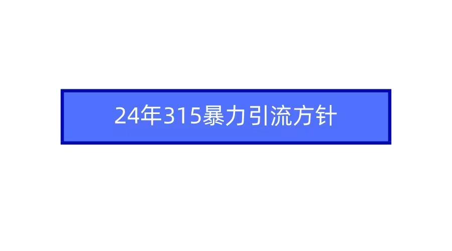 (9398期)2024年315暴力引流方针-数屿科技资源网