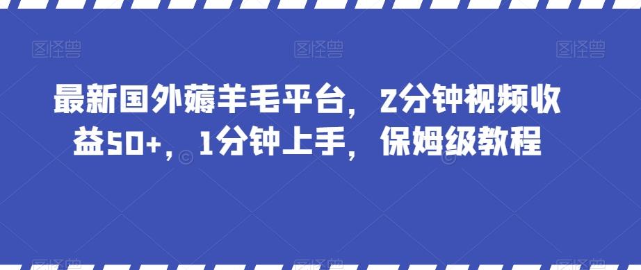 最新国外薅羊毛平台，2分钟视频收益50+，1分钟上手，保姆级教程【揭秘】-数屿科技资源网