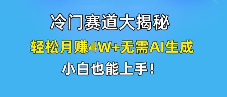 冷门赛道大揭秘,轻松月赚1W+无需AI生成,小白也能上手【揭秘】-数屿科技资源网