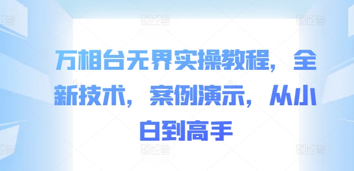 万相台无界实操教程，全新技术，案例演示，从小白到高手-数屿科技资源网
